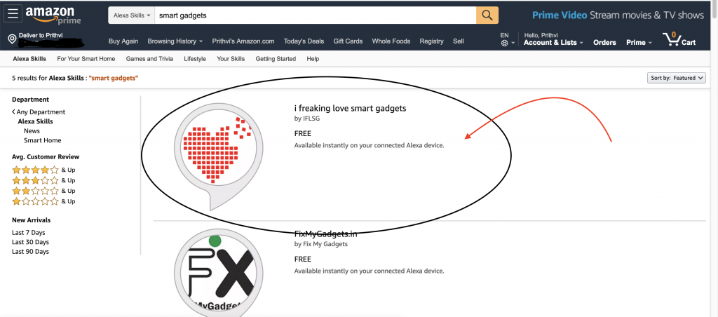 Amazon Alexa skill page with IFLSG